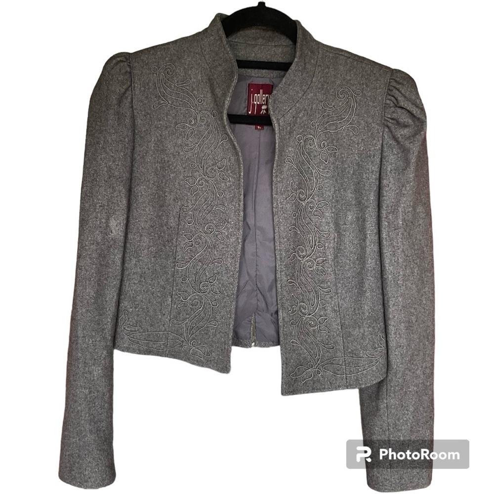 J. GALLERY VINTAGE WOOL BLAZER EMBROIDERY FRONT SIZE 6/7